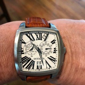 Invicta w/light brown leather strap.